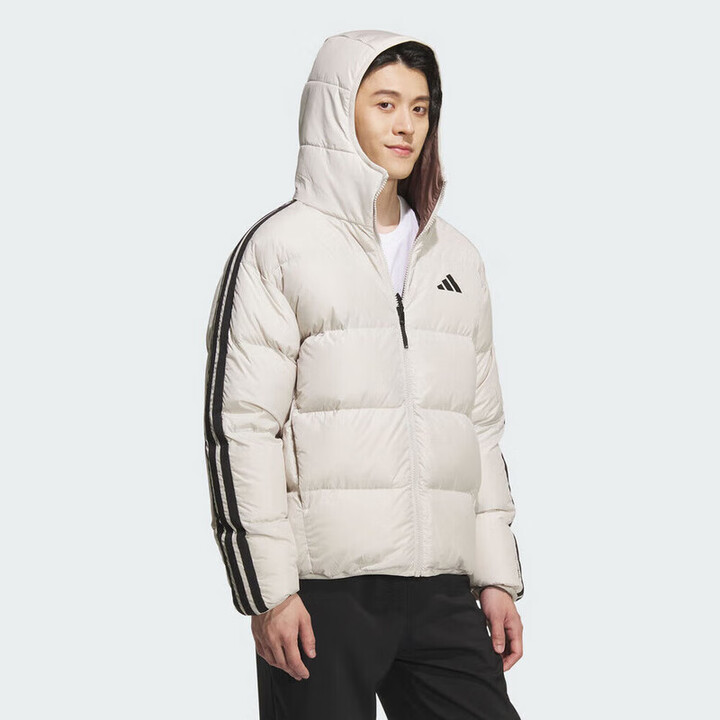 adidas/阿迪达斯男子三条纹羽绒服拒水防风保暖双面穿鸭绒KC2492