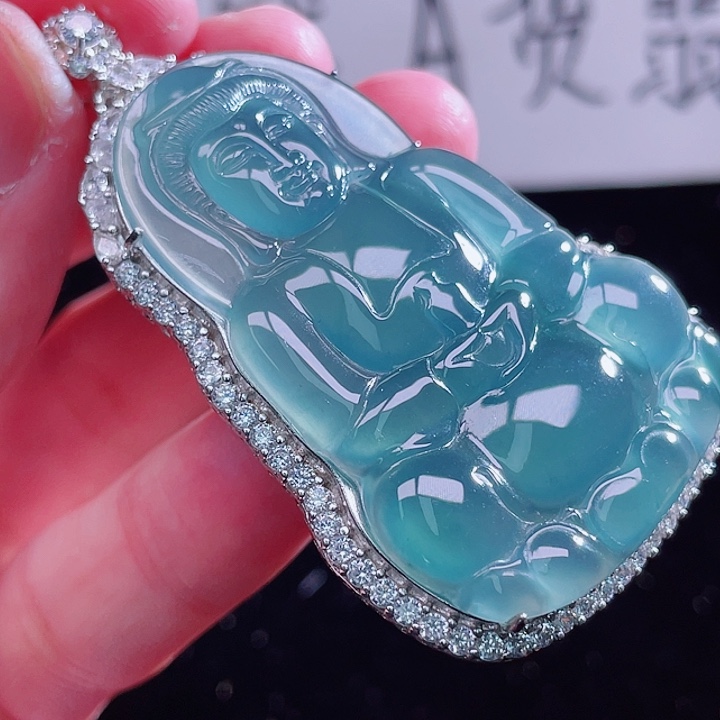 翡翠颈饰银S925镶嵌999999999