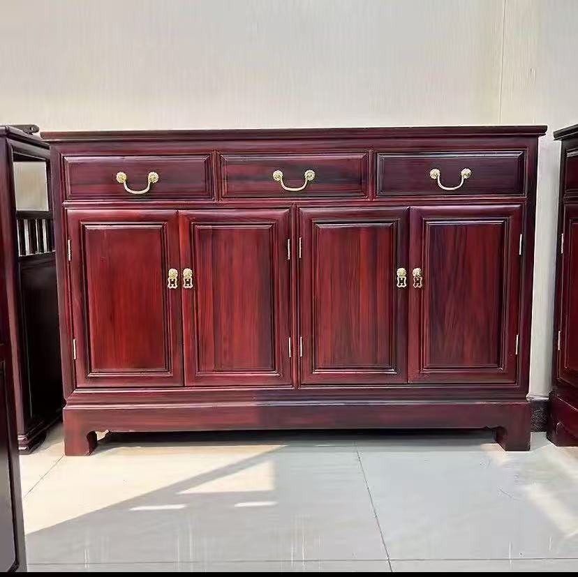 新中式餐边柜玄关四门隔断美式