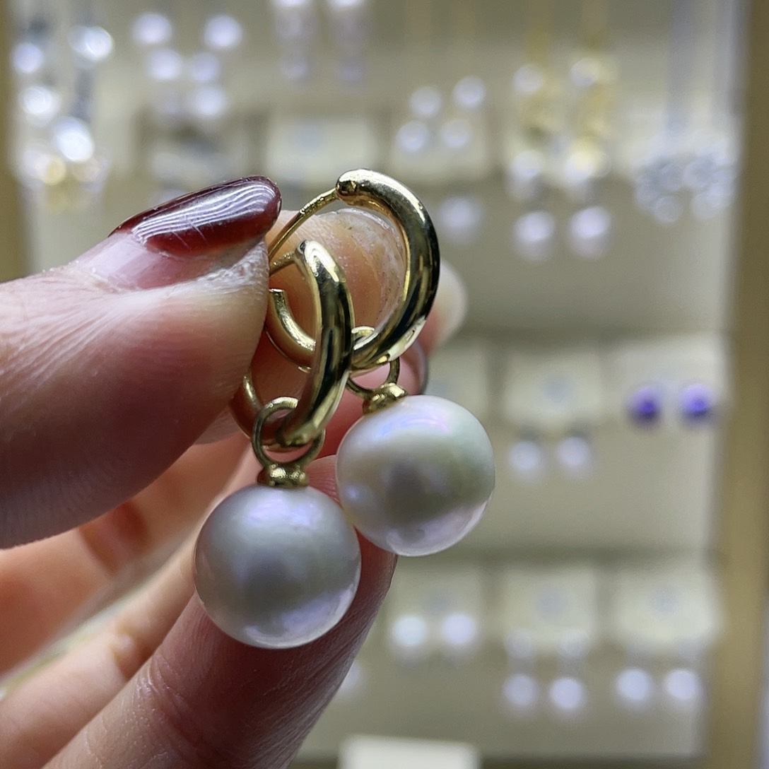 淡水珍珠耳饰银S925镶嵌