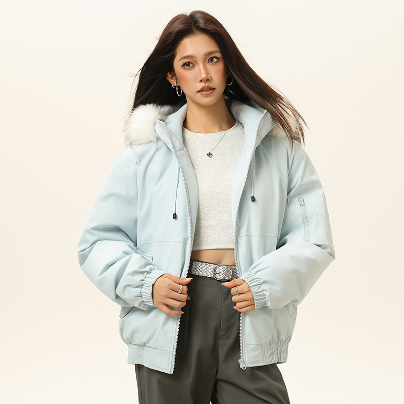 【CABE CABE】 座山雕纯色连帽情侣同款通勤棉服CYMY9982