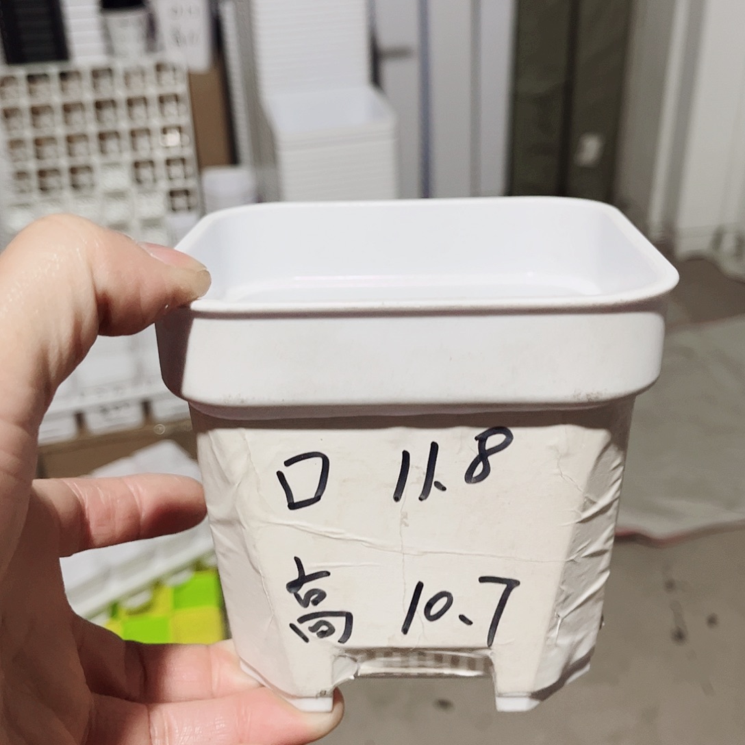 塑料加厚矮胖12方白色盆10个无托