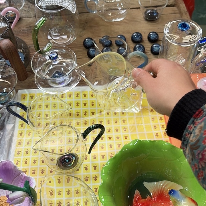 玻璃手工艺品玻璃茶器锦龙四方