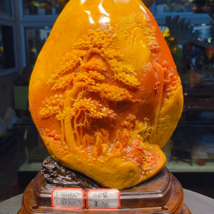 田黄石牡****来寿山石雕刻艺术品