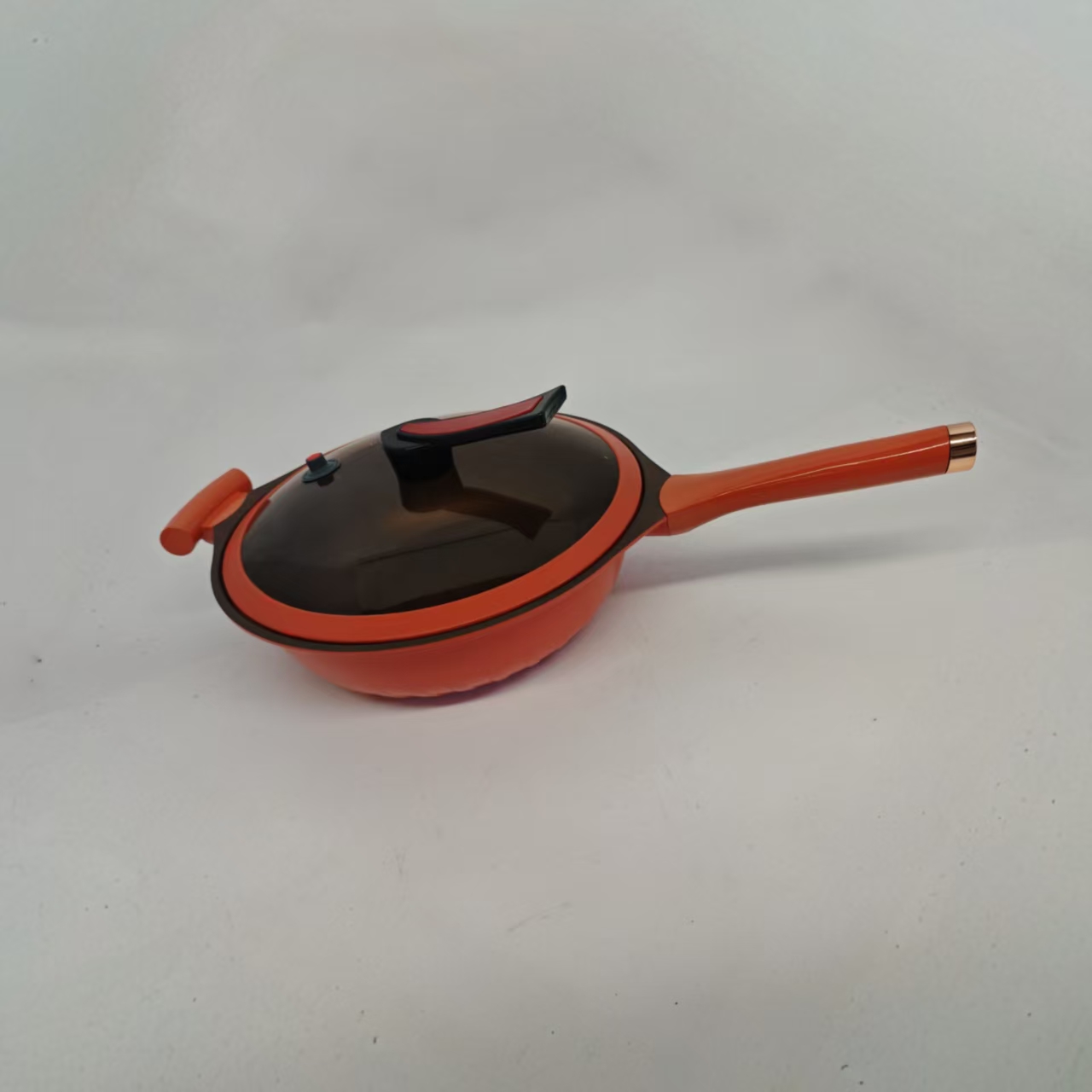 （品质福利）32CM施凯诺桔黄色有钛微压炒锅-带蒸屉