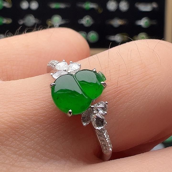 翡翠18K金镶嵌戒指葫芦8.3