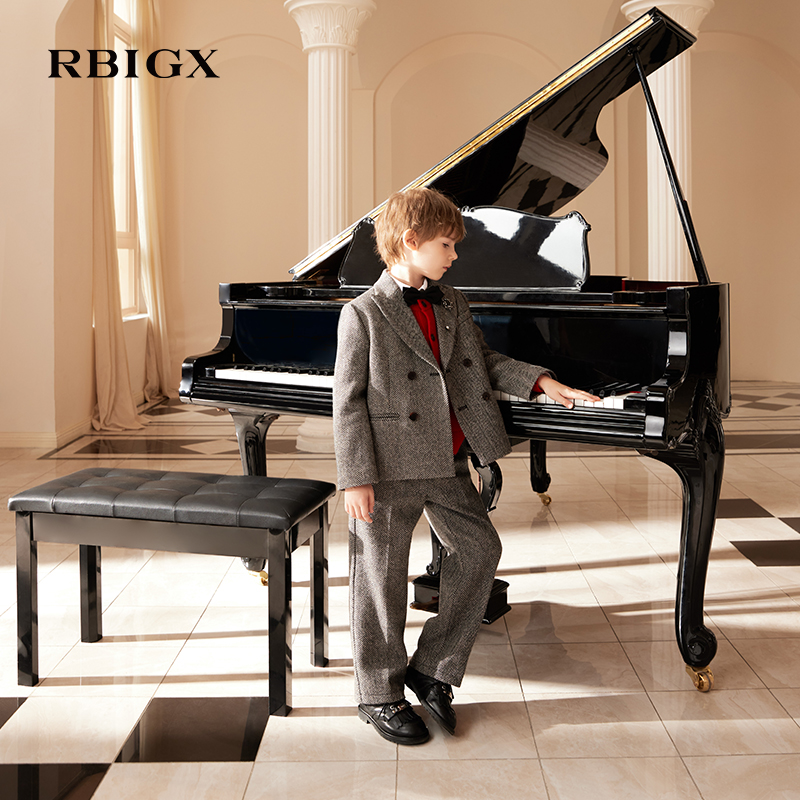 RBIGX瑞比克童装2025冬季新款羊毛呢西服复古绣花装饰绅士外套