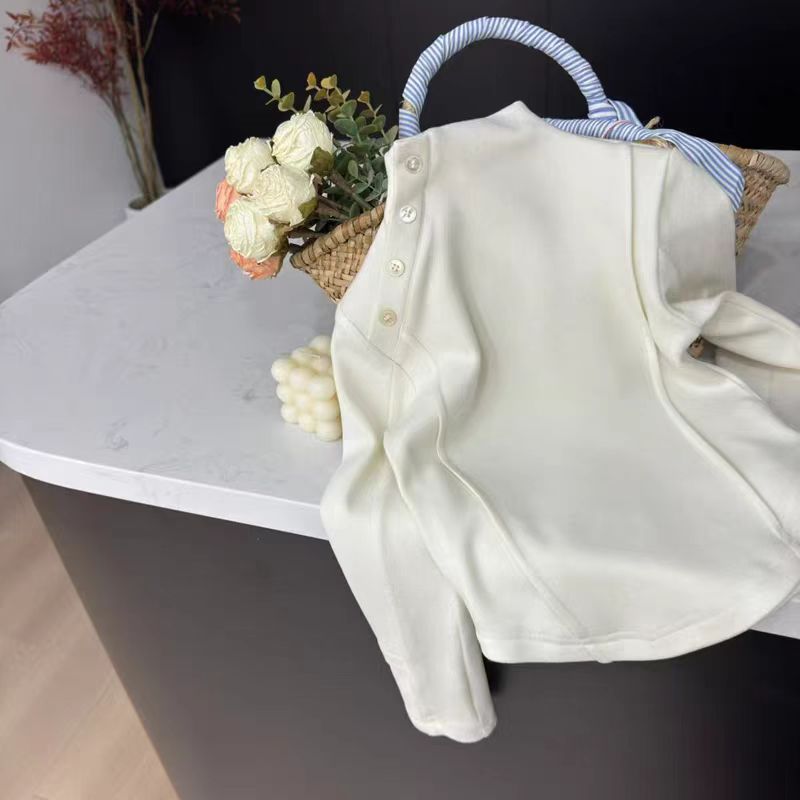 女童秋冬款半高领T恤加绒长袖打底衫中小童洋气时髦磨毛加厚上衣