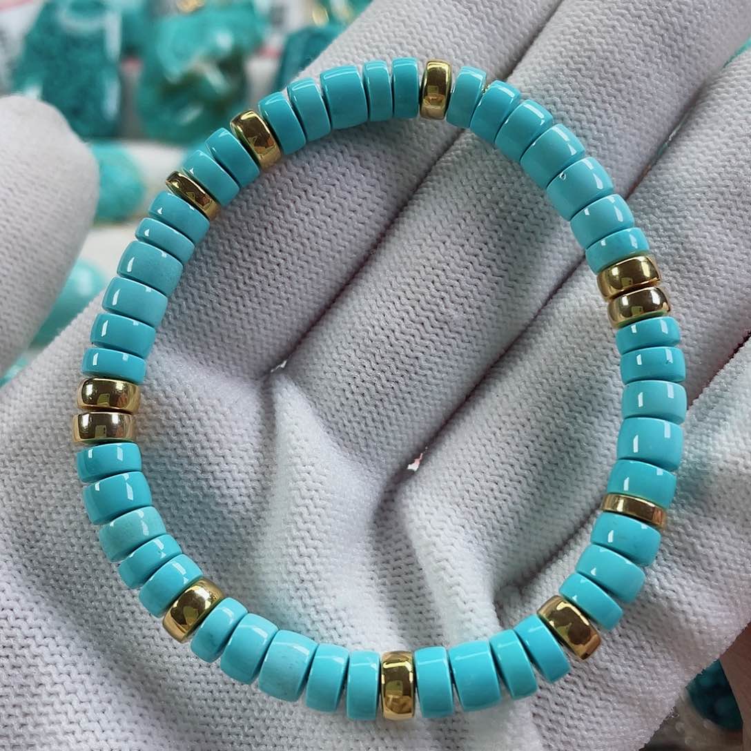 绿松石车挂18K金镶嵌