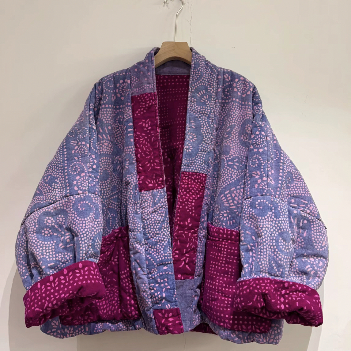 二囍古朴2512194老蚕丝豆染土布豆染两面穿道袍