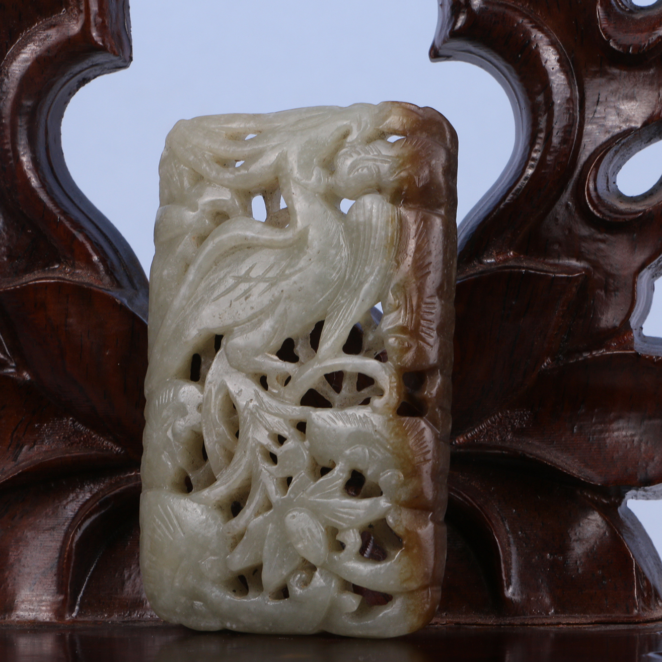 Lot12   清  和田玉凤鸟镂空玉牌