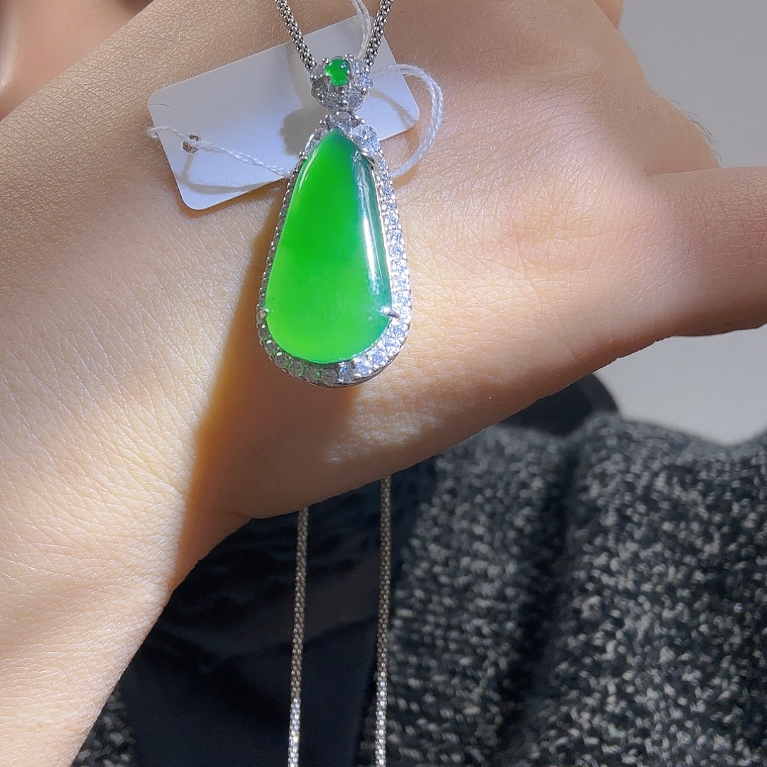 翡翠银S925镶嵌吊坠(不含链)