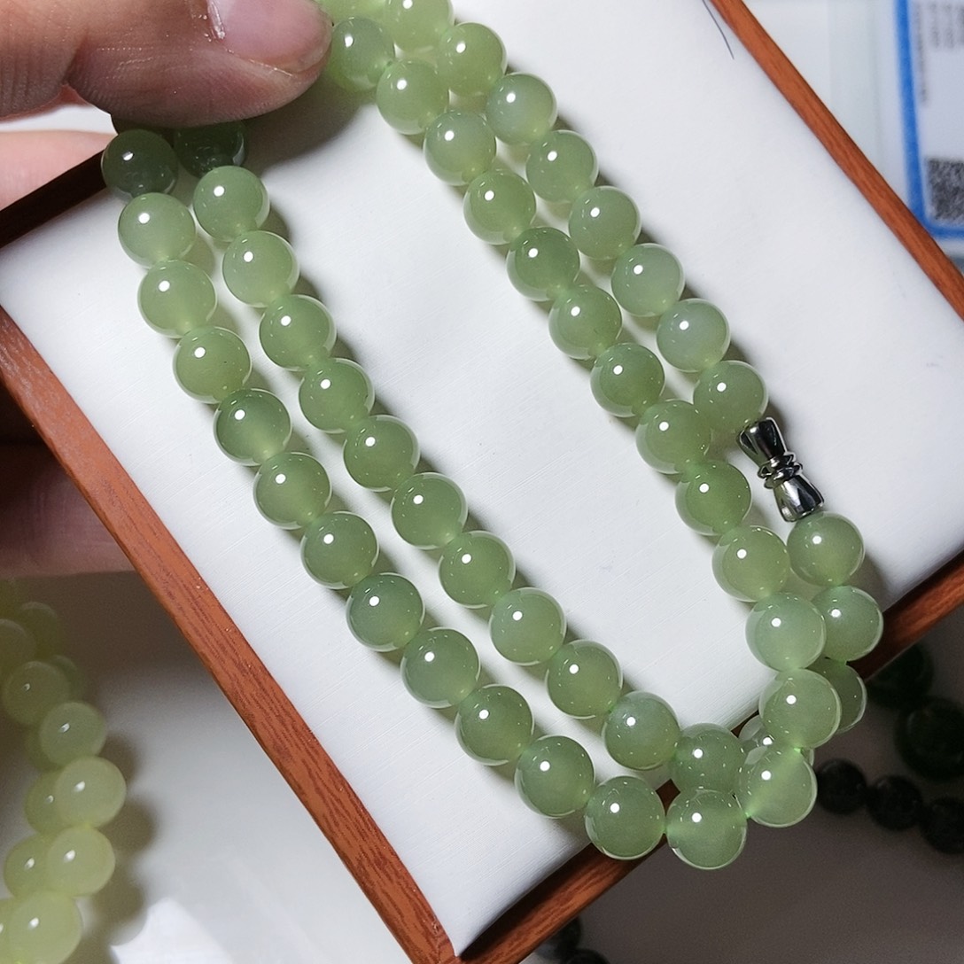 和田玉颈饰未镶嵌8mm晴水妈妈链