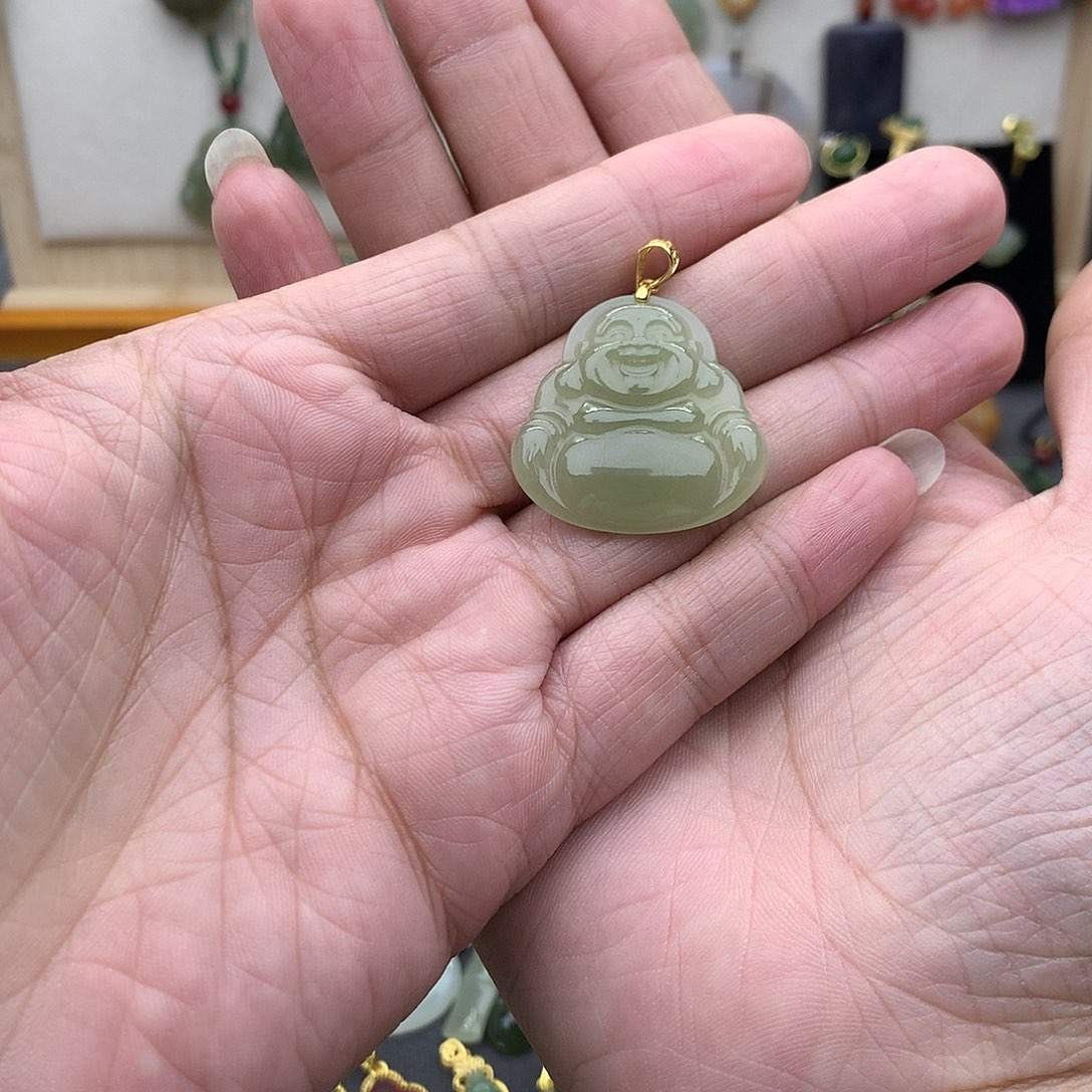 和田玉吊坠(不含链)银S925镶嵌