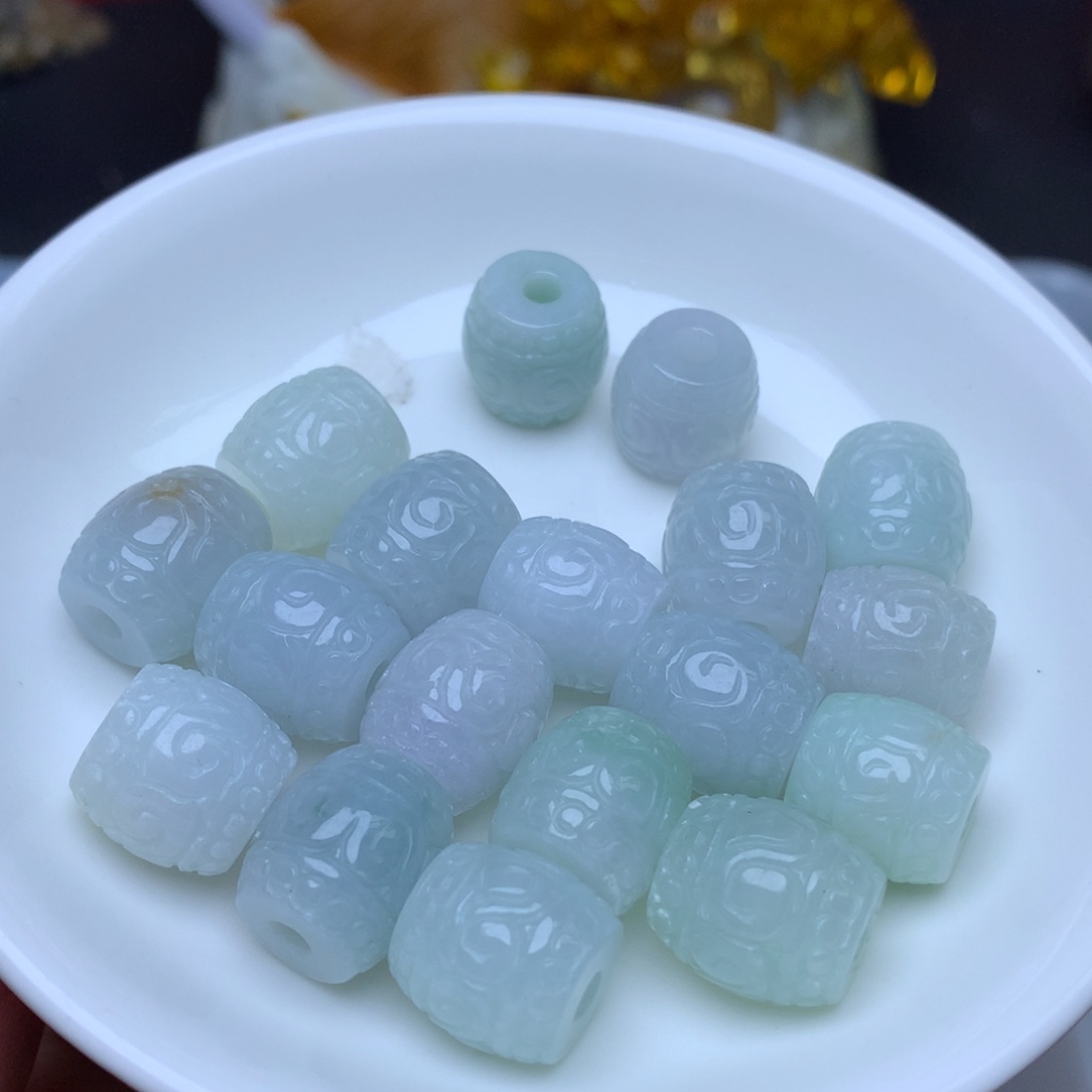 【闪购商品】翡翠手链未镶嵌卡13乘12.7回纹珠2个