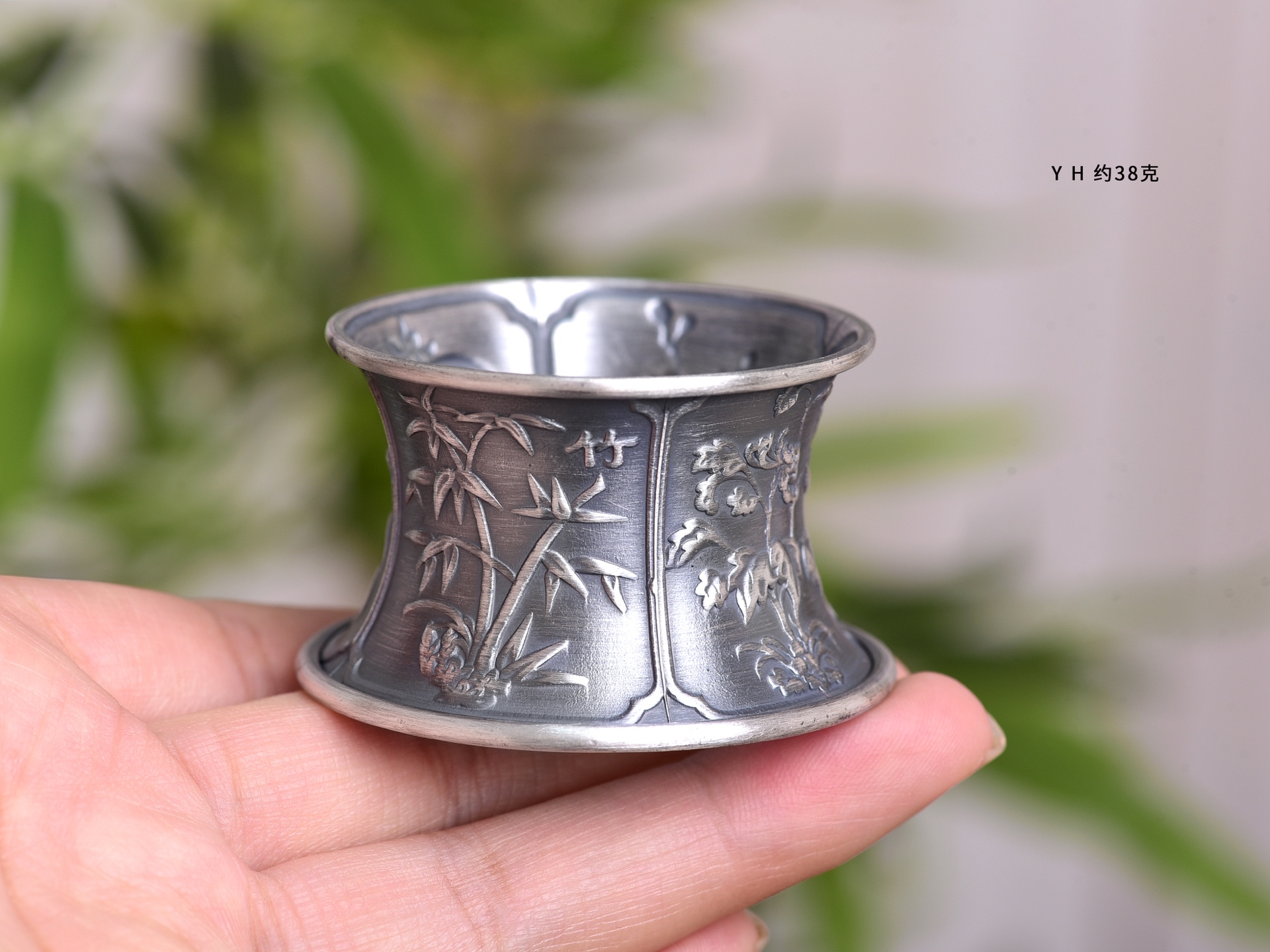 足银银制品 999做旧浮雕梅兰竹菊 茶托茶架功夫茶具茶道配件