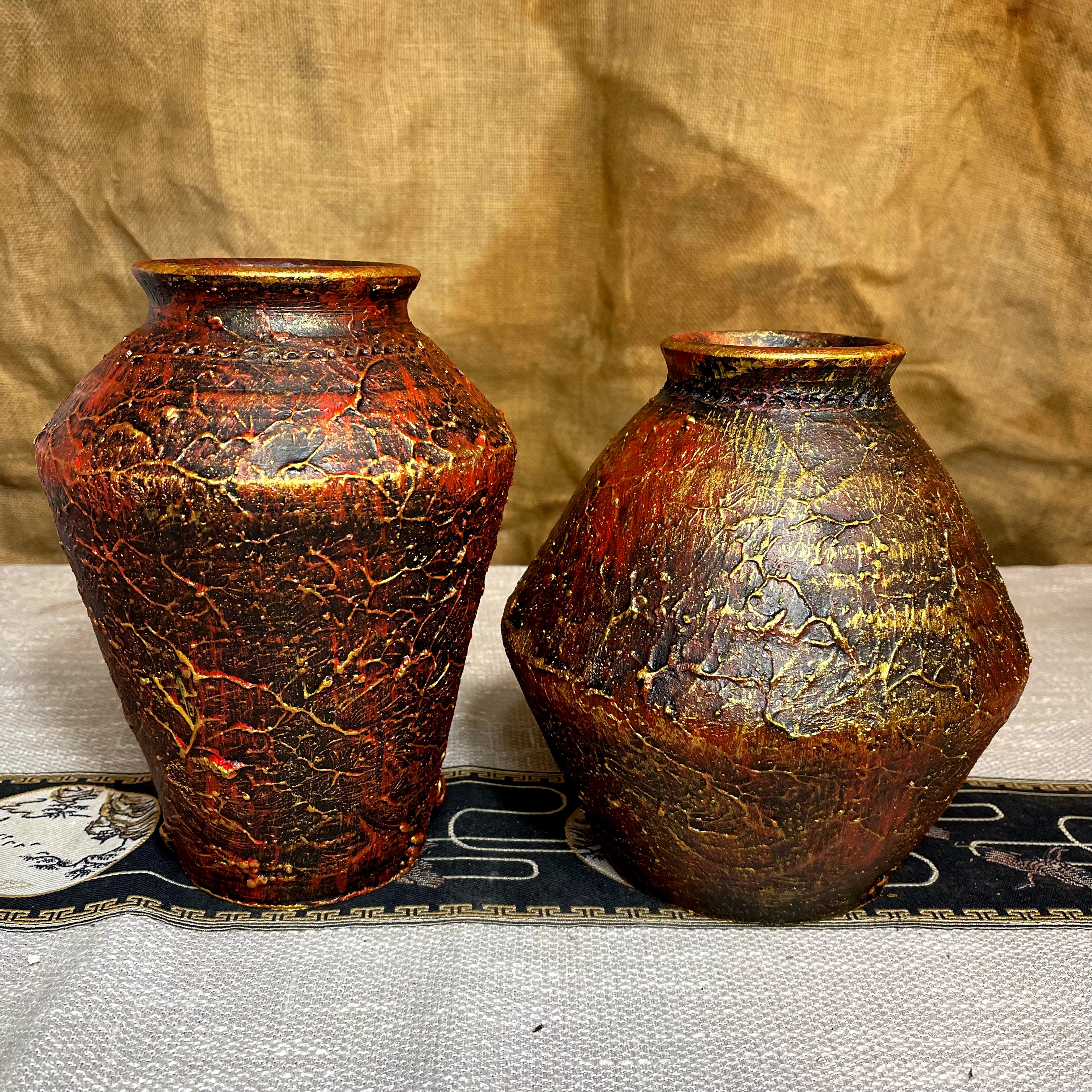 复古风陶瓷花瓶摆件客厅装饰手工粗陶艺术品
