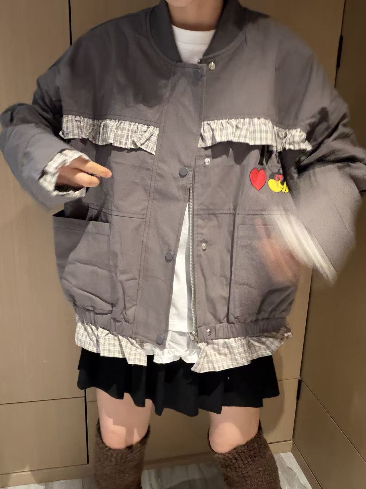 韩版秋季新款米奇花边外套女上衣