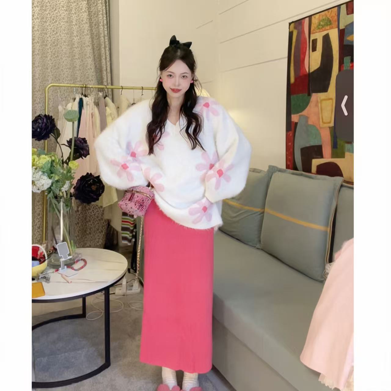 燃冉 冬季百搭加厚时尚纯色半裙韩版慵懒风温柔加绒半裙