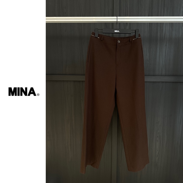 【MINA】女士高腰直筒阔腿羊毛裤百搭舒适