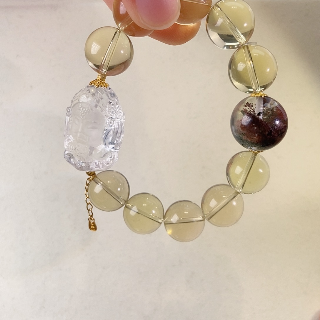 黄晶手链18K金镶嵌设计款象神13.6