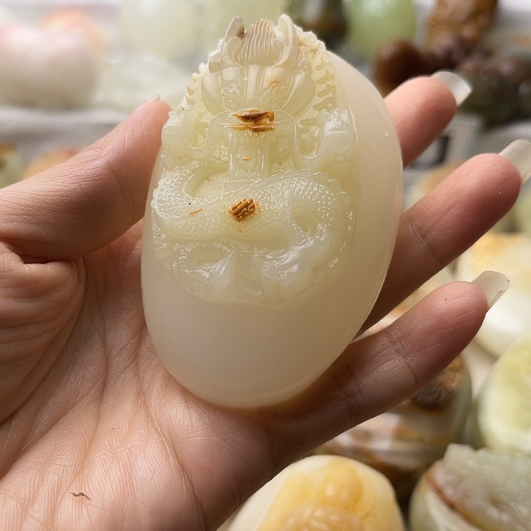 石材方解石手把件龙不退换