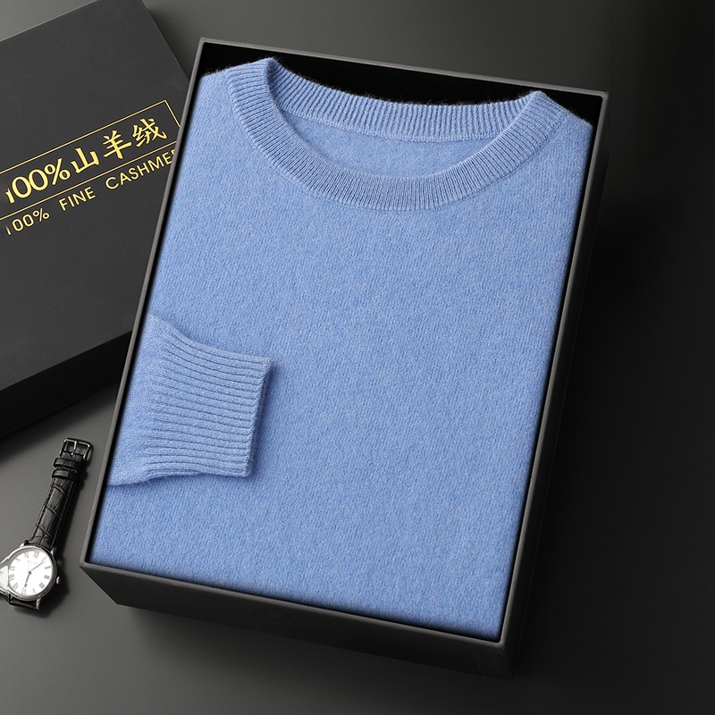 派思米羊100%男士山羊绒衫针织衫派思打底衫圆领羊绒衫纯色宽松