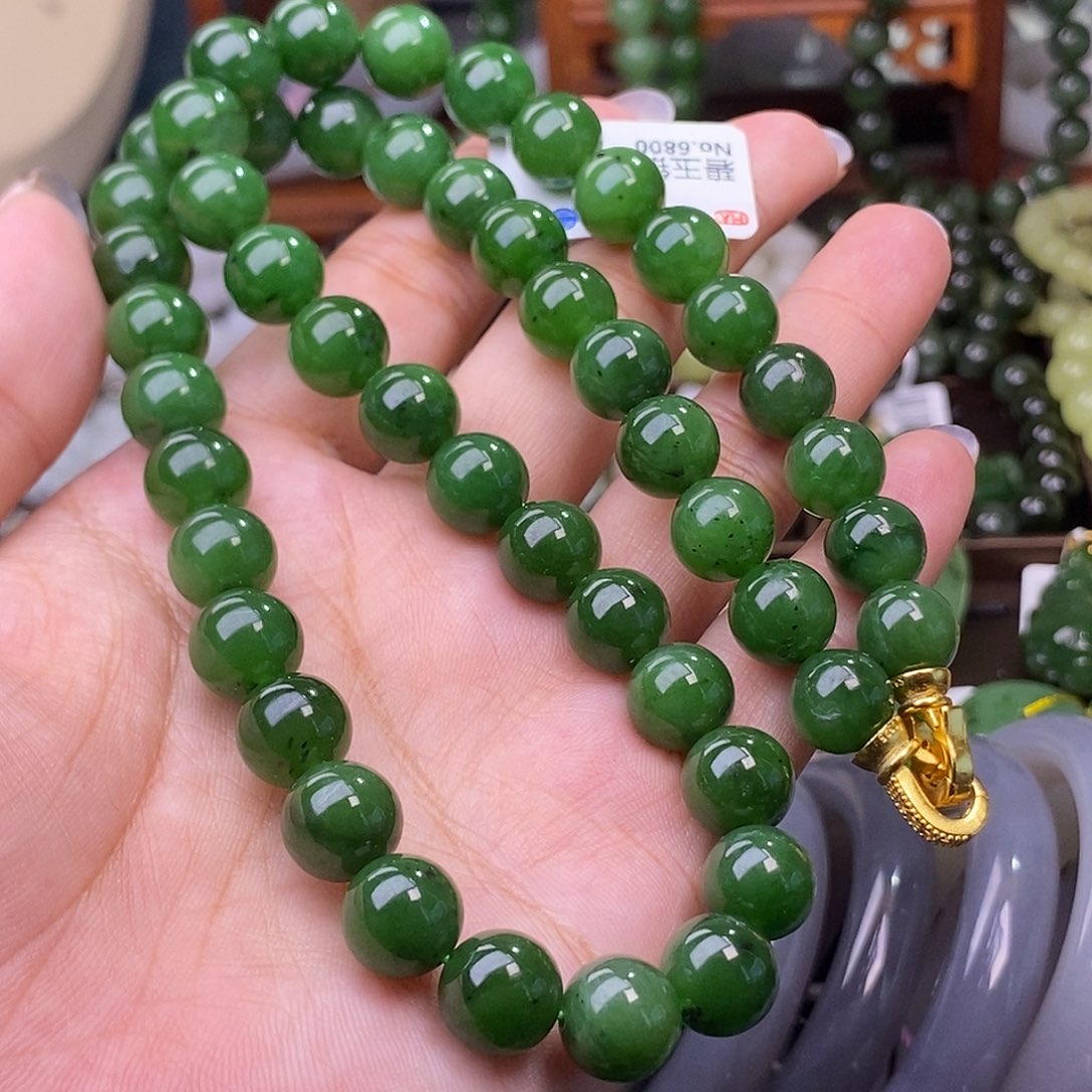 和田玉清货价碧玉妈妈链10m未镶嵌