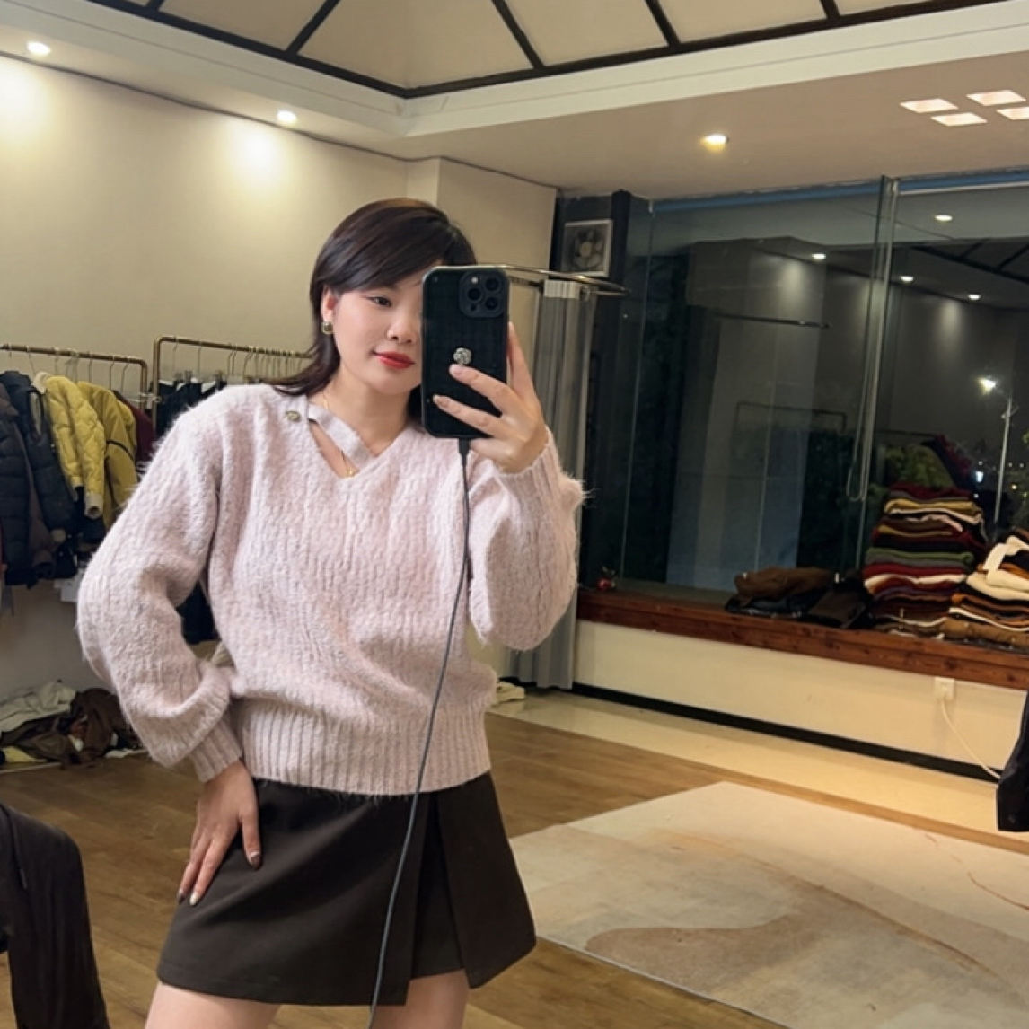 秋冬新款镂空设计简约气质毛衣6895