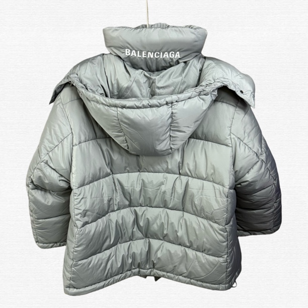 未使用 Balenciaga/巴黎世家 灰色刺绣logo棉服外套/73142/38码