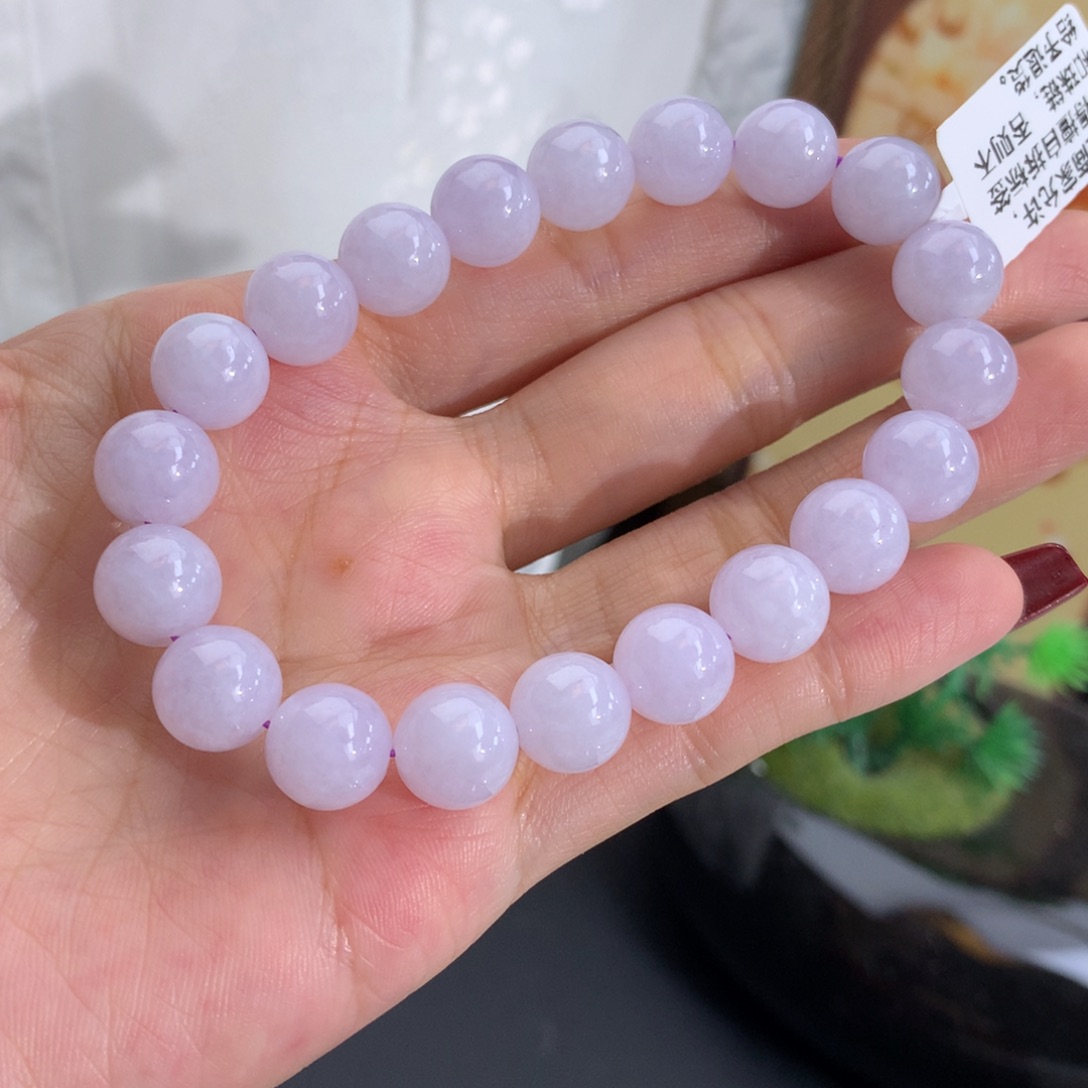 翡翠未镶嵌手串卡9.8细润淡淡紫手串