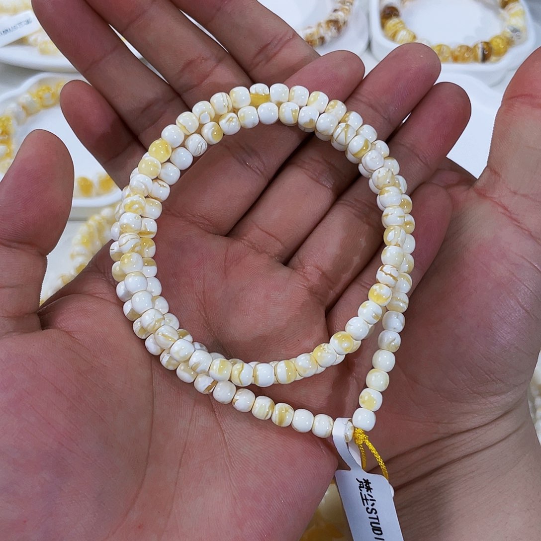 p***o琥珀未镶嵌手链金漆白5.5m