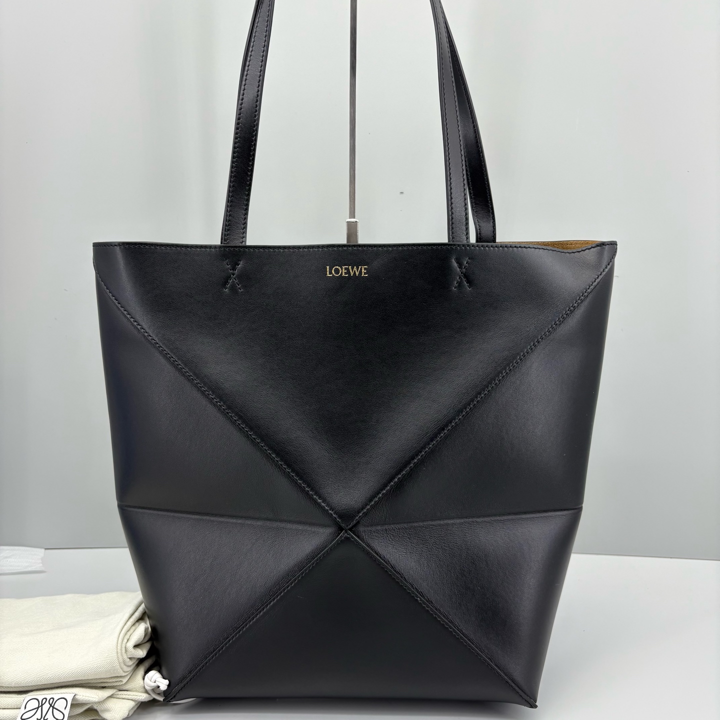 99新 LOEWE/罗意威 优选/Puzzle Fold黑色托特包25年 24x32x18