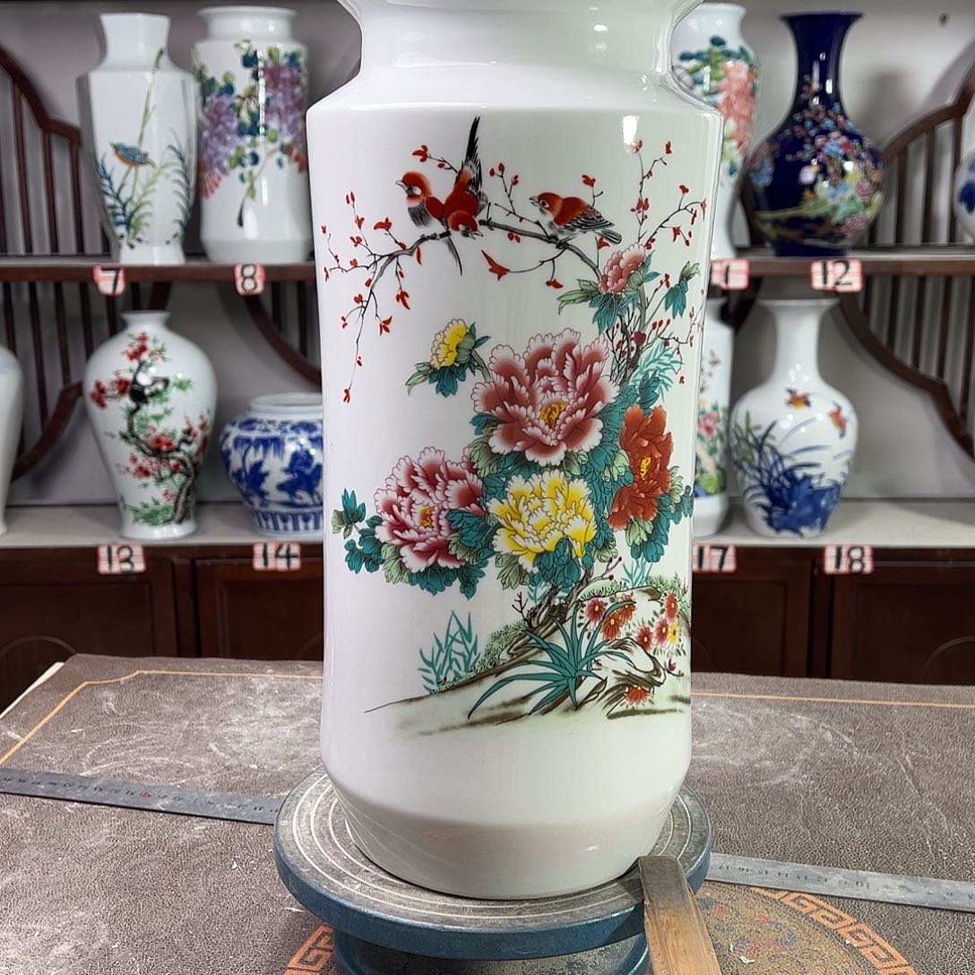 陶摆件景德镇陶瓷书牡丹