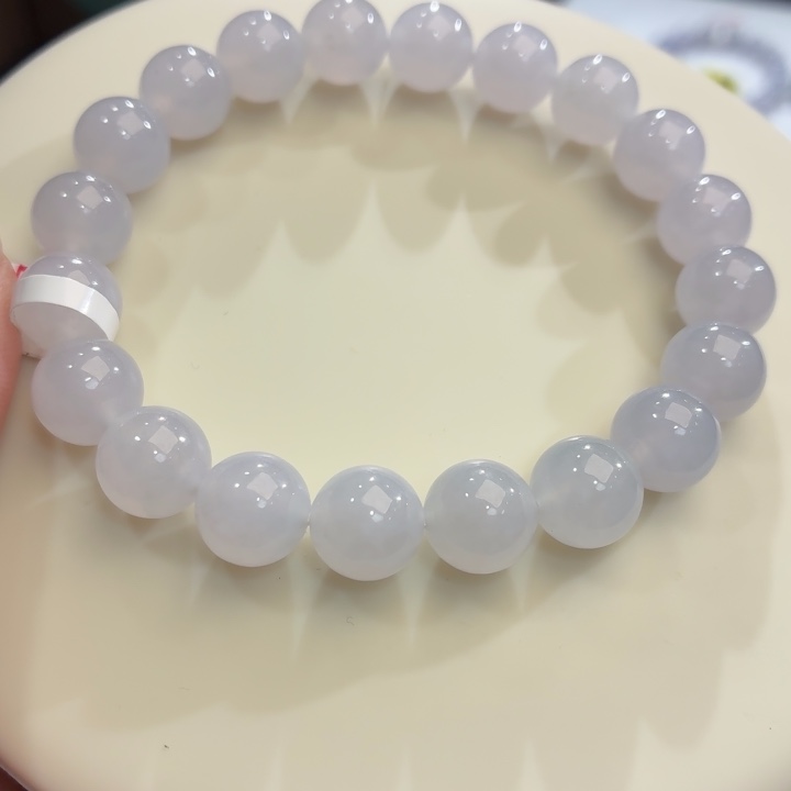 翡翠未镶嵌手链冰胶浅紫卡9.8