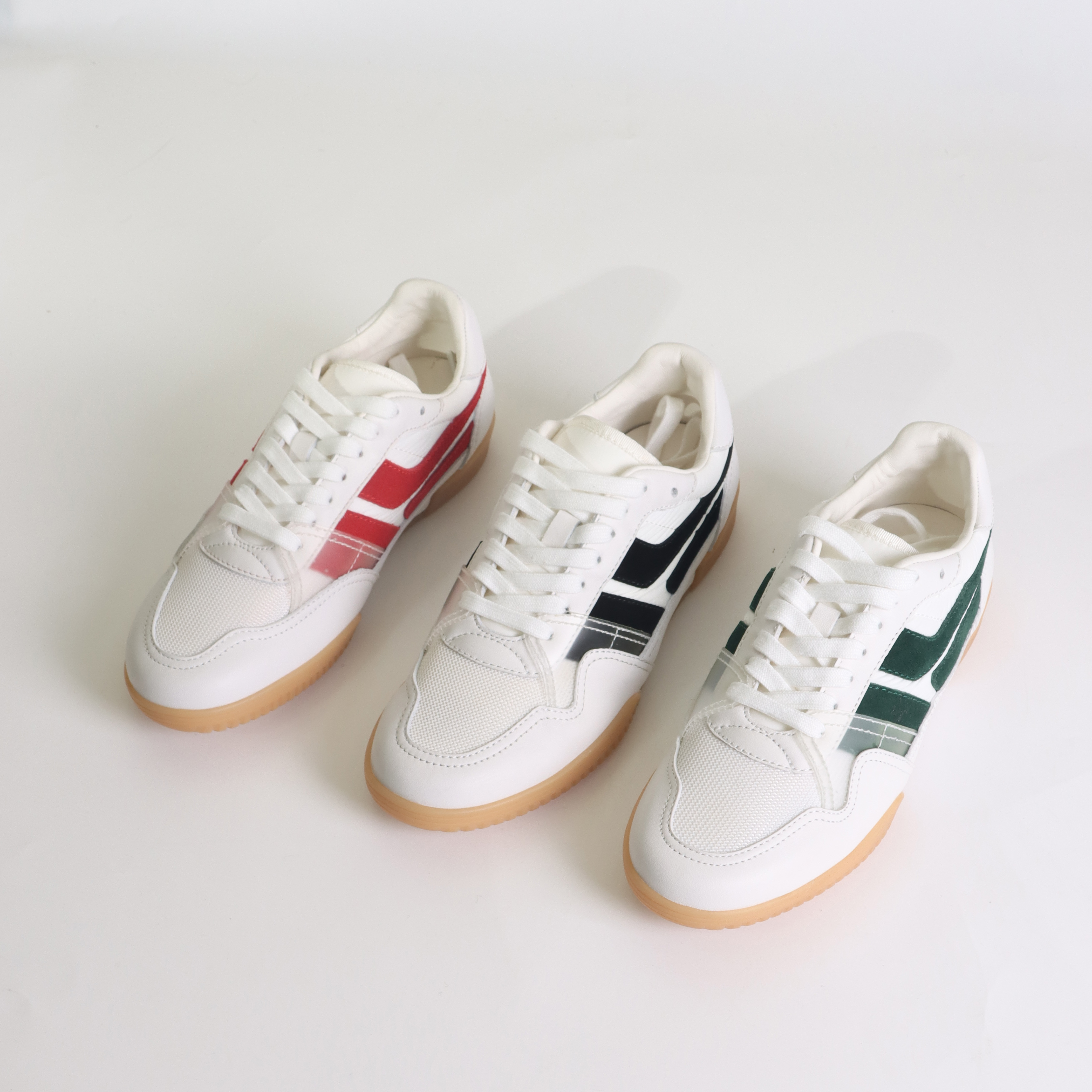 牛皮平底拼色德训鞋女秋冬网面透气时尚百搭运动休闲小白鞋240526