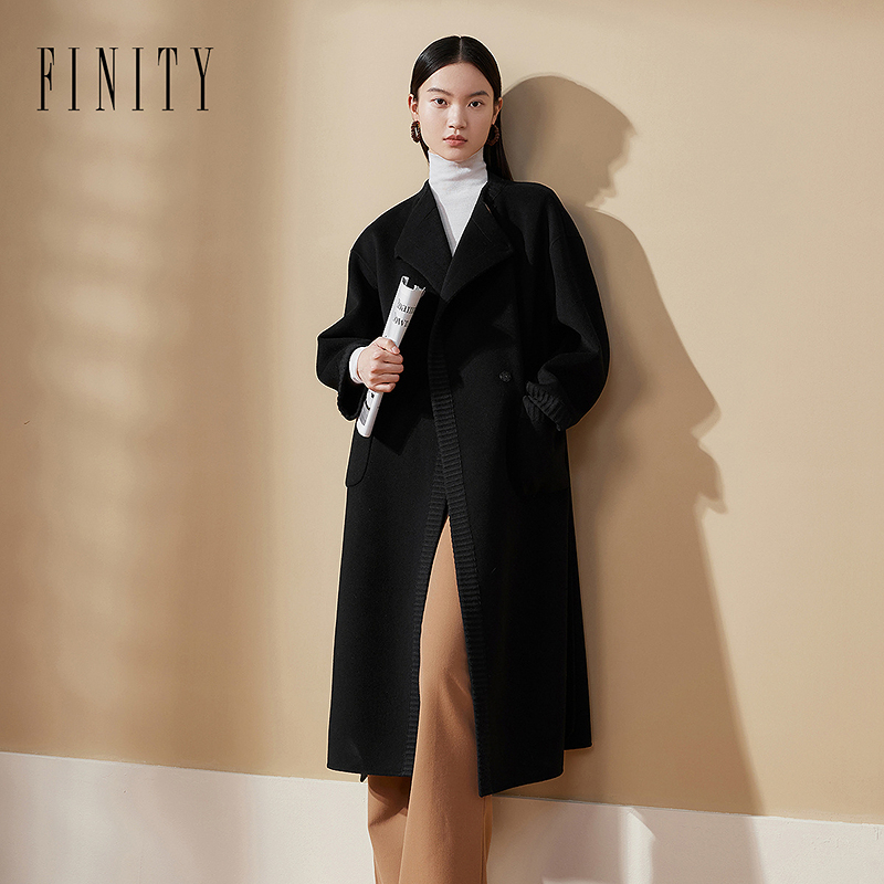 【粉丝专享】FINITY 新款毛呢外套气质时尚双面呢过膝 F21X9B57D4