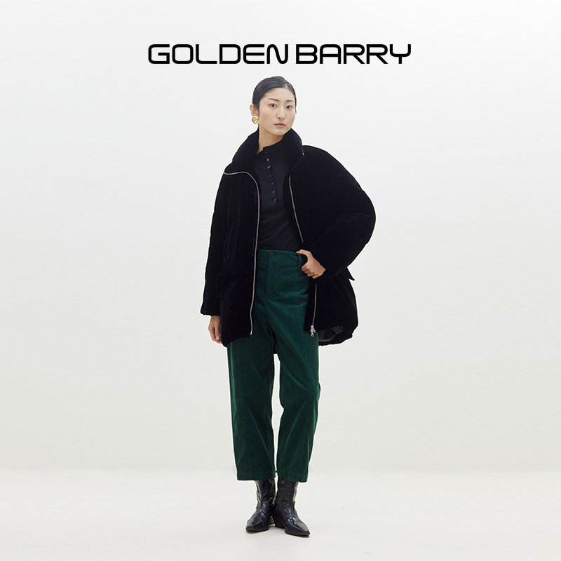 GOLDENBARRY|132048真丝丝绒立领鹅绒服