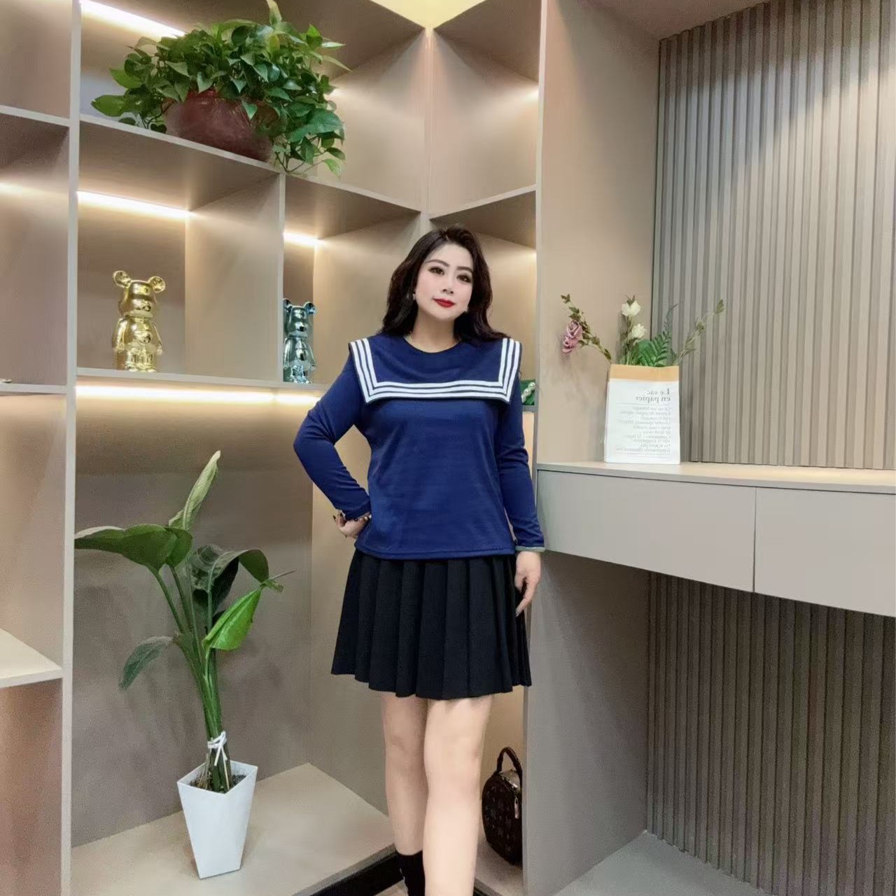 春季洋气卫衣-雨 5101时尚休闲海军领潮流百搭胖MM大码女装新款