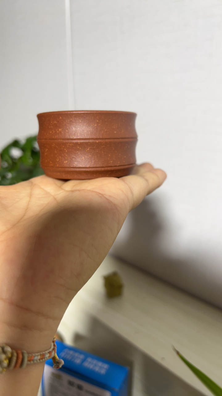 宜兴原矿泥料紫砂杯红降坡竹节杯70毫升客杯茶具茶杯精美主人杯