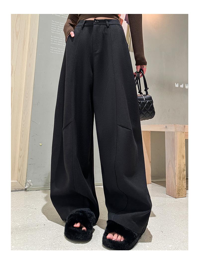 【羊毛蚕丝+运费险】秋冬新款阔腿弯刀裤厚款慵懒风休闲裤女裤子ZY8