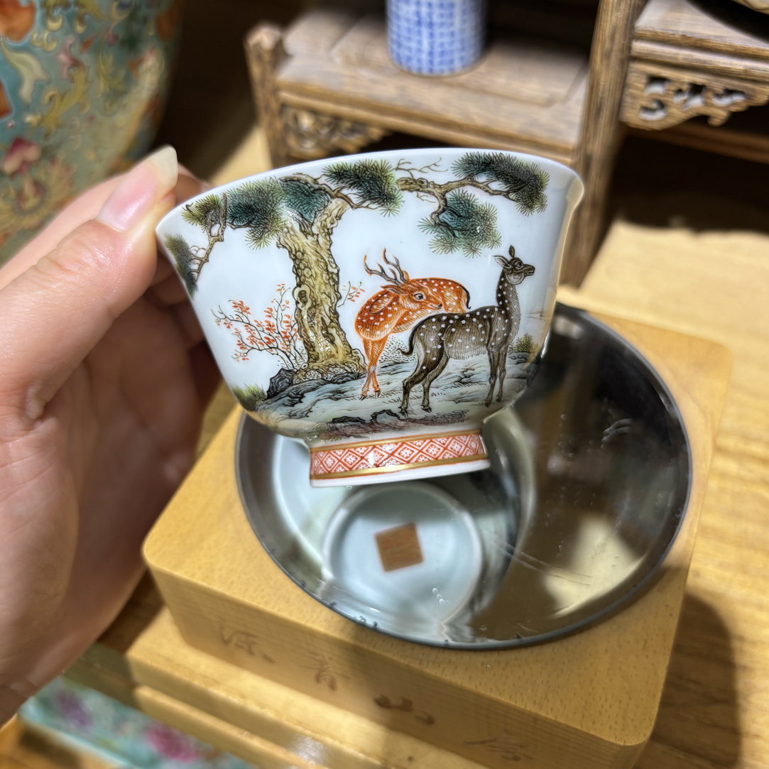 景德镇手工手绘粉彩杯