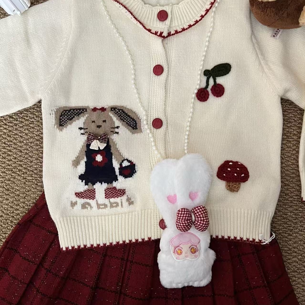 女童秋冬针织开衫毛衣套装时尚冬装