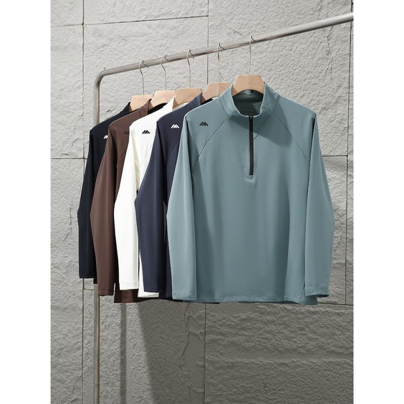 秋冬户外保暖一体绒男士半拉链抓绒打底长袖运动上衣9528-