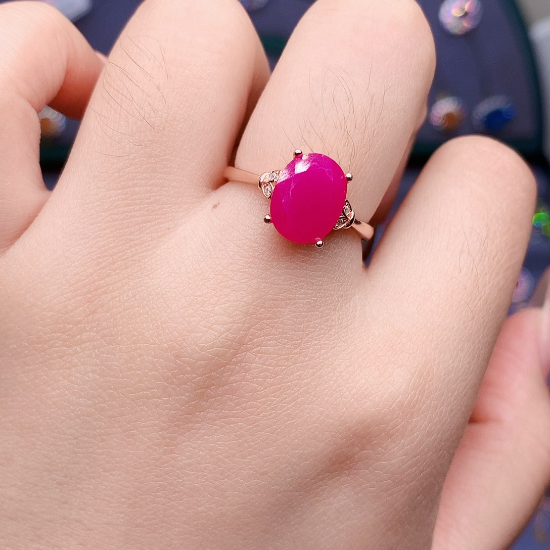红宝石戒指银S925镶嵌