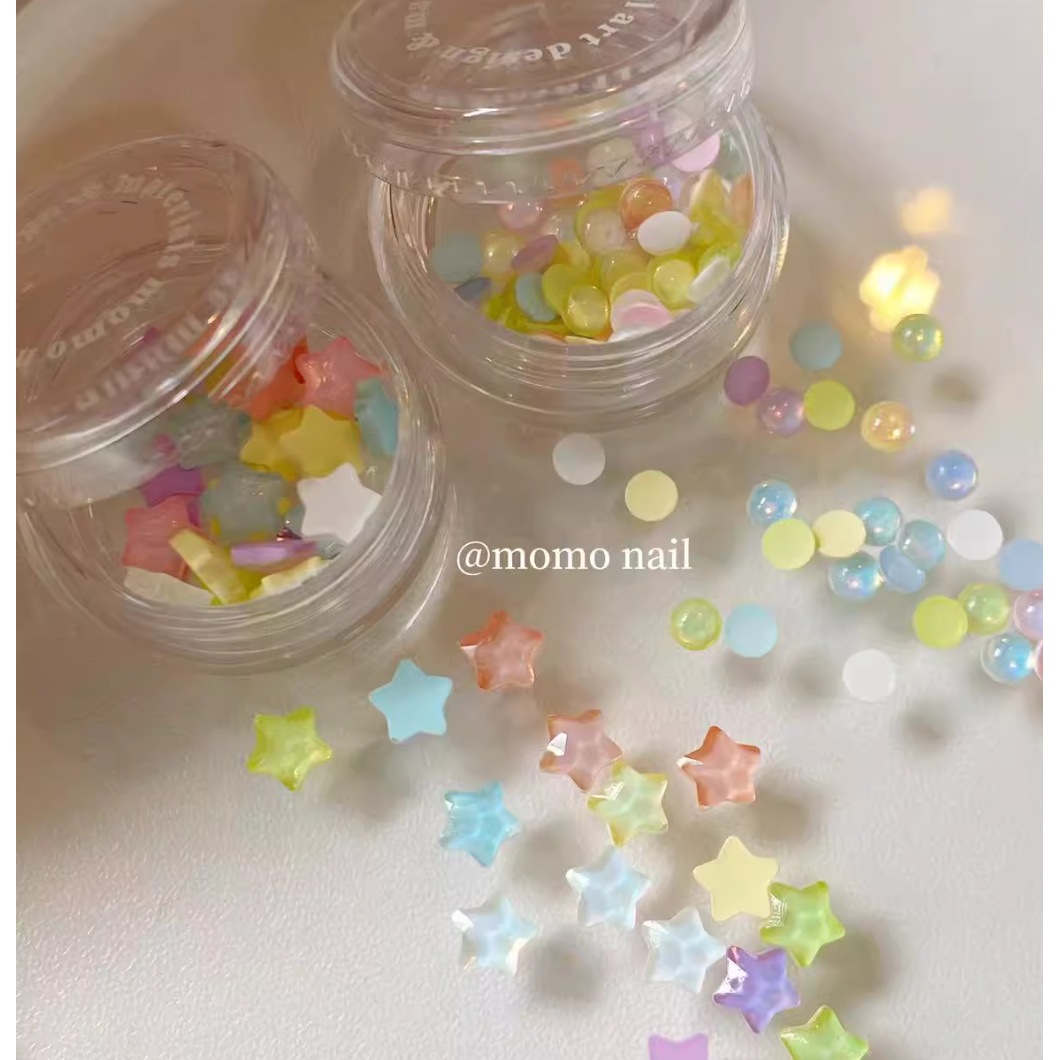 【美集仓优选】极光摩卡奶油水珠星星美甲饰品钻用于diy穿戴甲配饰