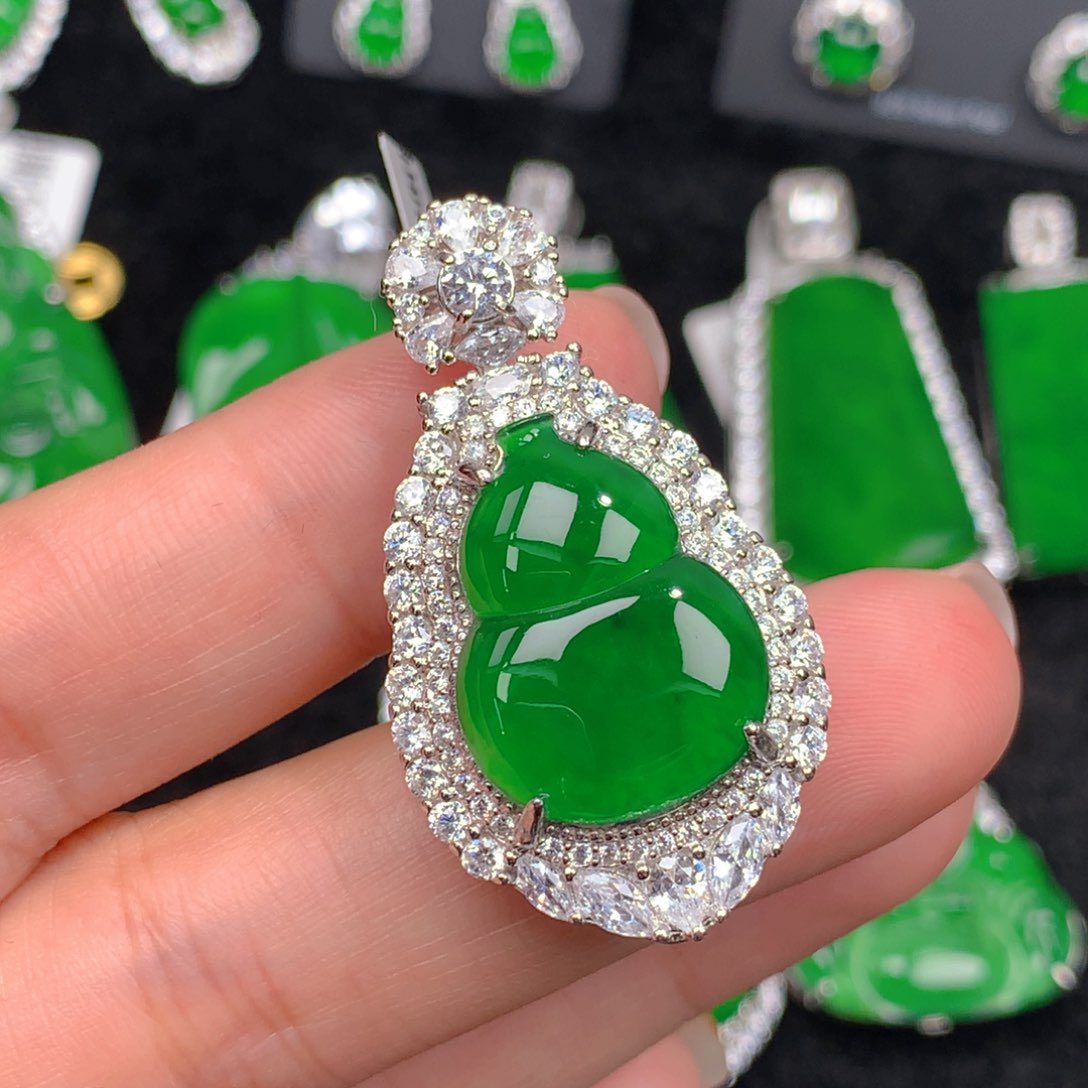 翡翠银S925镶嵌吊坠(不含链)