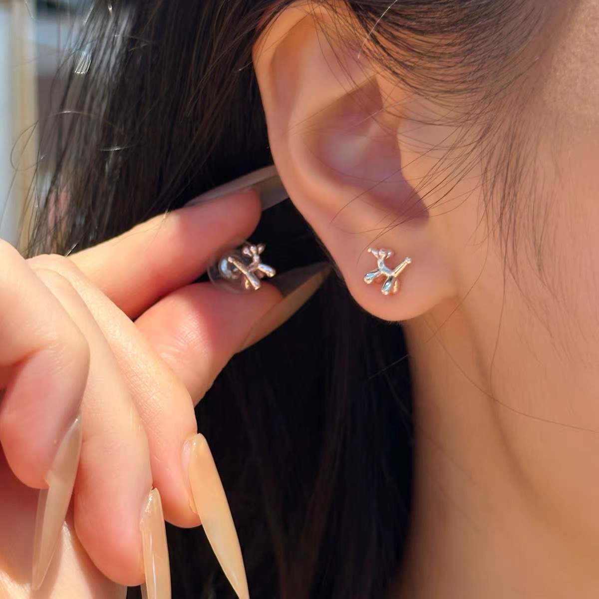 合金耳饰 十里间【气泡小狗】甜美小清新简单少女动物耳钉百搭耳环