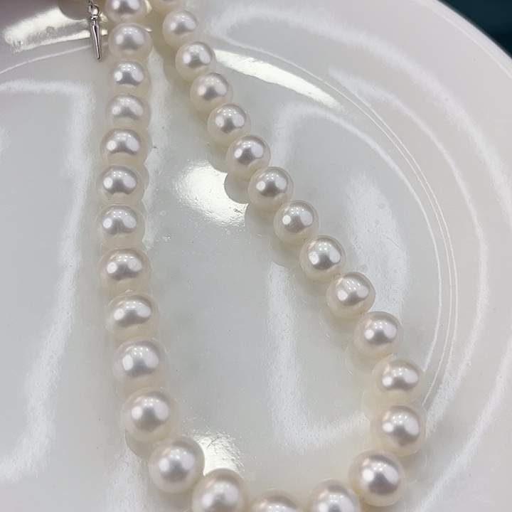 淡水珍珠颈饰银S925镶嵌卡8.5极光冷白