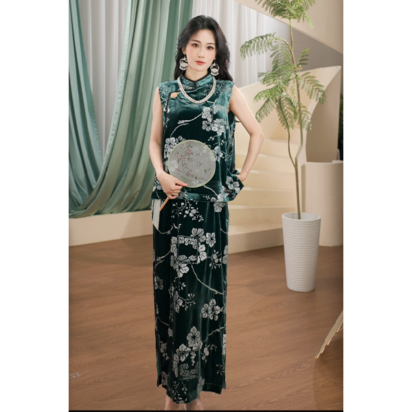 【月下葡萄套装】生活在左2025年早秋新款新中式半裙+马甲两件套